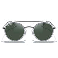 MERRY'S Retro Round Polarized Sunglasses - Unisex Double Bridge Sun Glasses - color: Tra Gray Frame/Black Bridge/G15 Lens