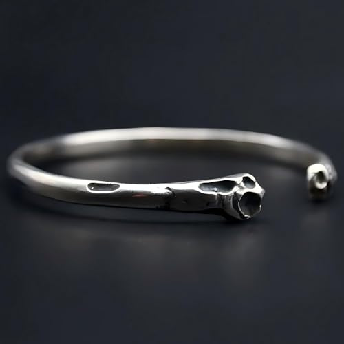 Kim Carrey S925 Sterling Silver Bracelet, Stacked Bracelets Open Bangle Cuff Design, Men's Gift Jewelry for My Man - style: Bone