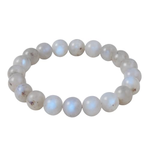 ANAYA AGATE Healing Crystal Bracelet for Women and Men – 8mm Round Beaded Bracelet for Men and Women – Unisex Stretchy Gemstone Bracelet for Healing and Protection - color: Moonstone