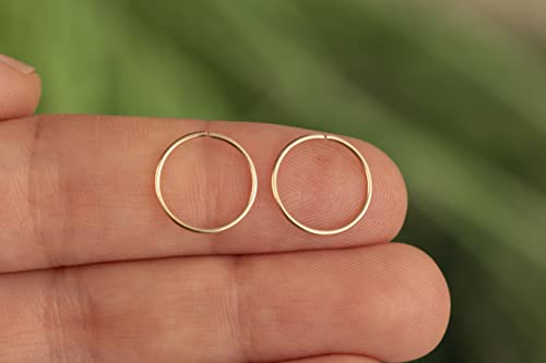 Gold Hoop Earrings Silver Hoop Earrings - Hoop Earrings For Women Two Pcs Of Thin Gold Filled Sterling Silver Hoops, Helix Hoop, Tragus Ring, Cartilage Hoop - color: Gold, style: 10mm 22 gauge / 1 pair