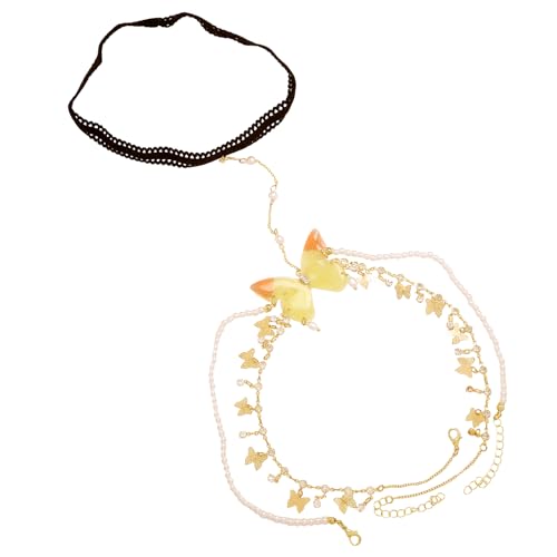 Butterfly Body Chain Rhinestone Fairy Thigh Jewelry Set for Women Party, Multi Layer Butterfly Necklace Shiny Transparent Wing Thigh Chain for Women - style: Butterfly Body Chain Rhinestone A