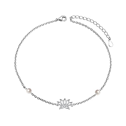 Anklets for Women S925 Sterling Silver Adjustable Beach Foot Ankle Bracelet Jewelry Gifts - style: Lotus