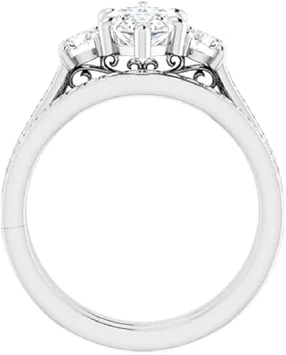 Pretty Jewels 3CT Marquise Cut Lab Created Diamond Bridal Set, Women's Wedding Ring, 14k White Gold Finish - color: White