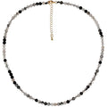 Simple Choker Necklace for Women Real Stone and Crystals Necklaces 4mm Beaded Choker Jewelry Meditation Gift for Women (16"+2") - style: Black Rutilated Quartz