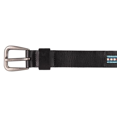 Lucky Brand Women's Western Leather Belt | Classic | Fashion | Vintage | Buffalo Leather | Western-Inspired - color: Turquoise Beaded - Black, size: Large