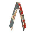 JERLA 100% Mulberry silk Scarf bag scarf Head Hair Ribbon Handbag Handle wrap Tie Bundle Neckerchief Scarf for women - color: Flower Blue and Red