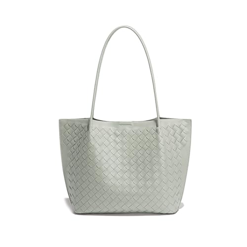 Women's Luxury Handmade Woven Tote Bag, Beach Bag Set, Elegant Age Reducing Travel Commuter Bag Set - color: 8# Light Grey