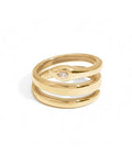 PAVOI Waterproof Open Wrap Ring for Women - 14K Gold Plated Snake Gold Band with Cubic Zirconia - Double Open Wrap Around Rings - Stainless Steel Trendy Summer Jewelry
