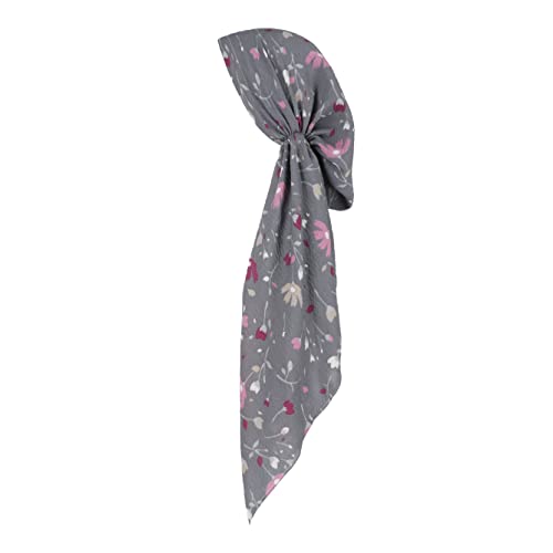 Pretied Head Scarves for Women Featuring Lightweight Crimped Material and Attractive - color: Floral Grey
