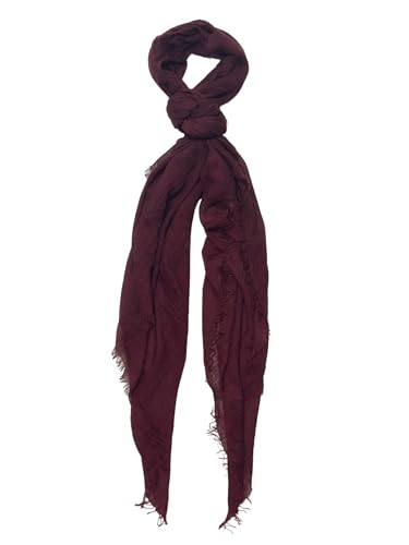 Humble Hilo Womens Woven Bohemian Style Gauze Scarf,Shawl, Head Wrap Fringed Edge Lightweight, Long Folds Small - color: Eggplant