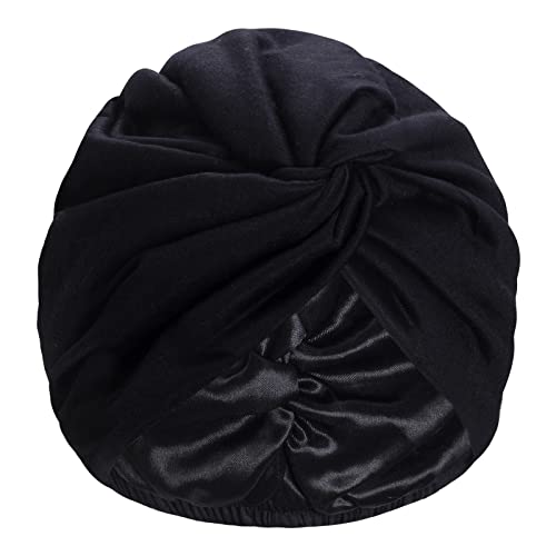 hoyuwak Turbans for Women Satin Lined Hair Bonnet Head Wrap Scarf Cover Durag Headwear Beanie Hat for Sleeping Outing Decor