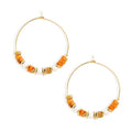 Natural Stone Beaded Hoop Earrings for Women, Boho Handmade Lightweight Hypoallergenic Trendy Summer Beach Accessories Fashion Jewelry Gift - color: Orange