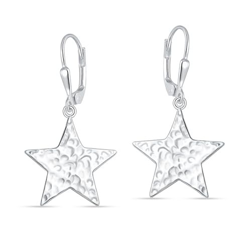 LeCalla 925 Sterling Silver Drop & Dangle Earrings for Women | Handmade Hammered Textured Drop Dangle Earring Jewelry | Women's Hammered Earrings Jewelry for Gift Mom Wife - color: Wishing Star