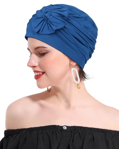 Chemo Headwear for Women Cancer Patients Lightweight Head Coverings for Hair Loss Seasonal - color: Blue