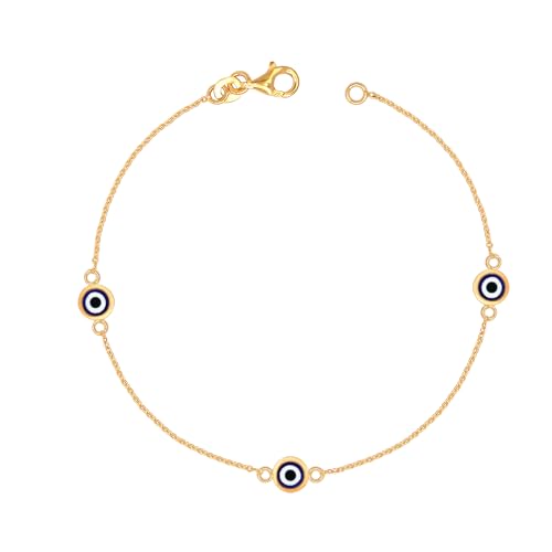 LeCalla 925 Sterling Silver Bracelets for Women | Women’s Link Bracelets | Italian Bead Ball Chain Bracelet | Mother's Day Birthday Anniversary Fashion Jewelry Gift for Women - color: Evil Eye Station Bead