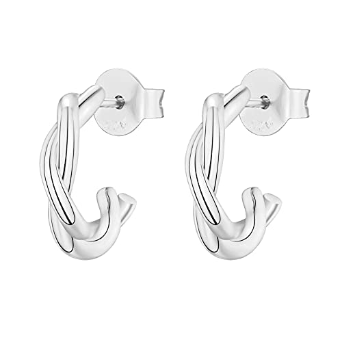 PAVOI 14K Gold Plated Chunky Huggies Earrings for Women - 925 Sterling Silver Posts Small Gold Huggie Hoop Earrings - Ultra Thick Hoops Trendy Jewelry - style: Twisted