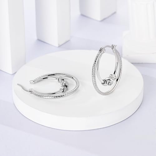 NARMO 925 Sterling Silver Hoop Earrings for Women Hypoallergenic Lightweight Simple Huggie Hoop Earrings Twisted Hoop Earrings Colorful Cubic Zirconia Hoop Earrings Rainbow Hoop Earrings - color: Snake Double Hoop
