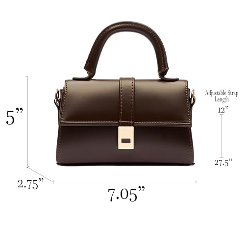 MOON CANTA Mini Crossbody Bag for Women – Small Faux Leather Shoulder Purse with Gold Lock, Elegant Design for Daily Use - color: Brown