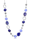 BULINLIN Beaded Long Necklace for Women Silver Sweater Chain Necklace with Crystal Resin Beads, Fashion Jewelry Necklace - color: 53-Dark light blue
