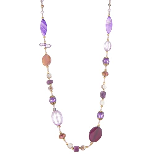 FULU AUTUMN Long Necklaces for Women Trendy Long Chunky Beaded Necklace Boho Fashion Costume Jewelry Mothers Day Gifts for Her - color: Purple