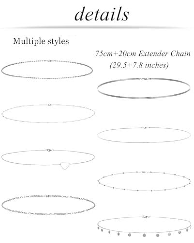 Tornito 8Pcs Waist Belly Chain CZ Heart Pearl Snake Bead Sequin Paperclip Belly Chain Summer Beach Sexy Body Chains Jewelry Accessories for Women Adjustable - style: D:8Pcs(Heart) Silver