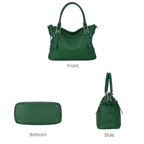 HESHE Genuine Leather Purses and Handbags for Women Tote Shoulder Bag Satchel Purse Top Handle Bags Hobo Crossbody Purse - color: Green, size: Medium