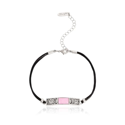 Montana West x Wrangler Faux Leather Wrap Bracelets for Women Western Country Bohemian Cowgirl Turquoise Dainty Jewelry - color: Silver-Pink