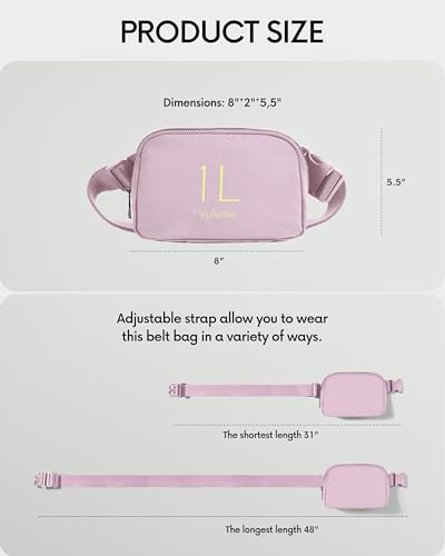 ODODOS Unisex Mini Belt Bag with Adjustable Strap Small Fanny Pack for Workout Running Traveling Hiking, Lavender - color: Lavender