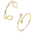 2Pcs Gold Arm Cuff for Women Adjustable Arm Cuff Bracelet Minimalist Open Coil Upper Arm Band Cuff Bangle Set - style: Gold C