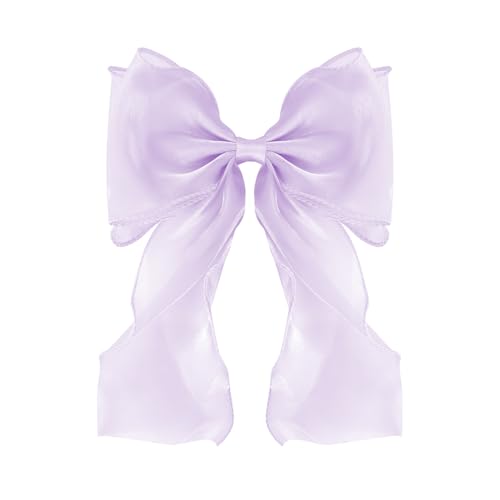 Large Hair Bow Clips for Women, Purple Bow Hair Barrettes with Long Tail French Hair Ribbon Clips Hair Accessories for Girls (Purple) - color: Purple