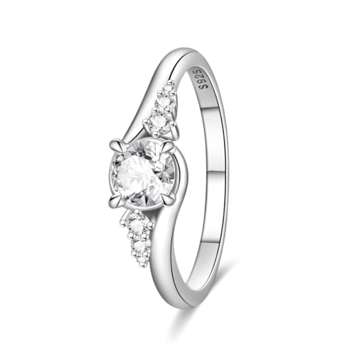 KUNSIR 925 Sterling Silver Rings Classic Cubic Zirconia Eternity Promise Statement Anniversary Wedding Bands Engagement Rings for Women Infinity Forever Love Ring Size 7-9 - style: Guardian Galaxy Ring