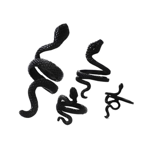 Snake Rings for Women Snake Ring Set Black Snakes Jewelry for Women Goth Gothic Rings Vintage Punk Knuckle Finger Thumb Ring Halloween Accessories - style: Style 2 - 1