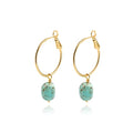 Gold Plated Huggie Hoop Earrings with Charms Fashion Pearl Drop Dangle Earrings for Women Handmade Karma Circle Jewelry for Ladies Lightweight Pearl Earrings on Christmas - color: turquoise