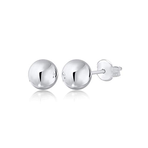 MASSETE Gold Ball Stud Earrings for Women and Girls | 10k, 14k | White Yellow or Rose Gold | 5mm -12mm | Nickel Free - color: 10K White Gold