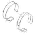 2Pcs Gold Arm Cuff for Women Adjustable Arm Cuff Bracelet Minimalist Open Coil Upper Arm Band Cuff Bangle Set - style: Silver B