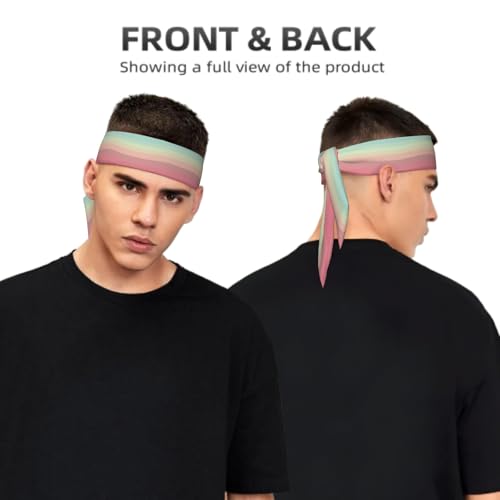 Sports Tie Headband Bandana Running Athletic Sweat Band Elastic Adjustable Sport Head Tie for Men Women Head Ties Ninja Tie Headbands Tennis Sweatbands Soccer Basketball Teams Running Head Band - color: Pink blue gradient
