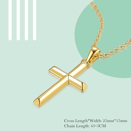 Cross Necklace for Women Gold Cross Necklaces for Women 14K Gold Cross Necklace for Womens Blend Beauty With Sentiment Dainty Gold Crosses Chain Pendant Necklaces for Womens 20/25mm - size: 25MM