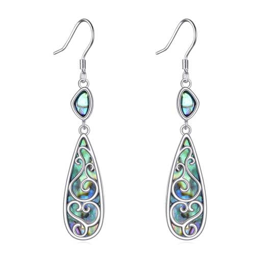TIGER RIDER Abalone Shell 925 Sterling Silver Dangle Earrings Lightweight Filigree Dangle Drop Earrings for Women - style: Filigree