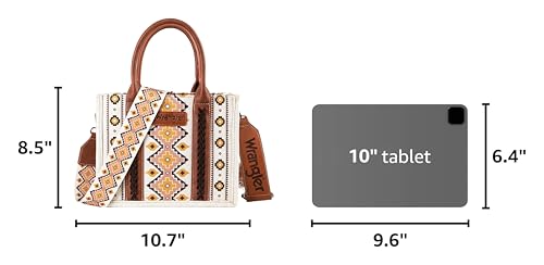 Wrangler Aztec Tote Bag for Women Boho Shoulder Purses and Handbags - color: A Angel White (Guitar Strap)