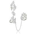 Yalice Charm Leaf Full Finger Ring Bracelets Dainty Knuckle Open Ring Harness Hand Chains Adjustable Statement Rings Jewelry for Women Gift - color: Silver-2