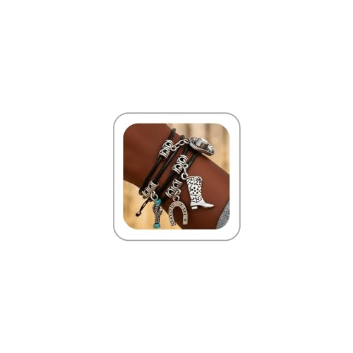 Western Outfit for Women Bohemian Vintage Stackable Turquoise Bracelet Rustic Beaded Cow Head Charm Stretch Bracelet Western Jewelry Country Concert Outfits for Women - style: Style5