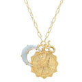 Dainty Gold Zodiac Embossed Coin Opal Crescent Moon Charm Necklace for Women Trendy 18K Gold Plated Retro Paperclip Chain 12 Constellation Horoscope Necklaces Astrology Jewelry Gifts - style: 2.TAURUS (APR 20-MAY 20)