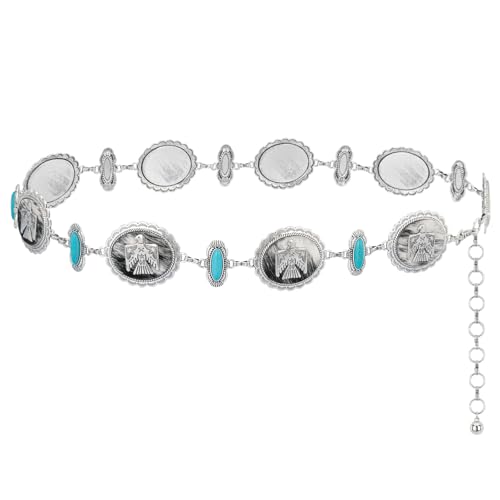 Montana West Rustic Couture's Large Western Concho Metal Belts for Women Cowgirl - color: Brilliant Turquoise