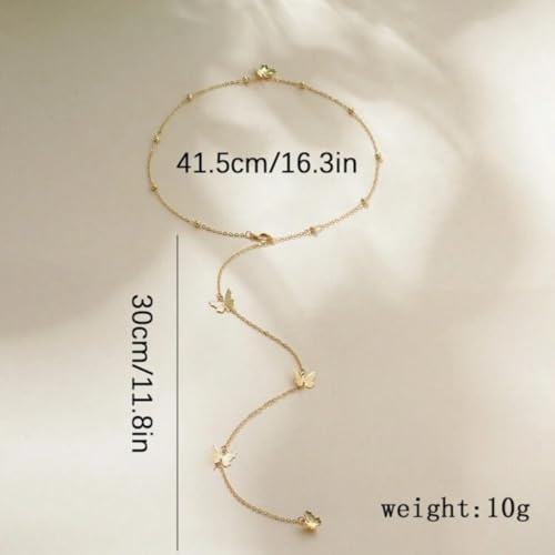 Rhinestone Back Chain Necklace for Women Bridal Wedding Sexy Rhinestone Backdrop Chain Waist Belly Chains Trendy Body Chains Jewelry - style: D-GoldC