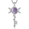 INFUSEU Mystical Hecate Triple Moon Goddess Necklaces, Divine Feminine Protection Gifts - style: Amethyst Hecate Key
