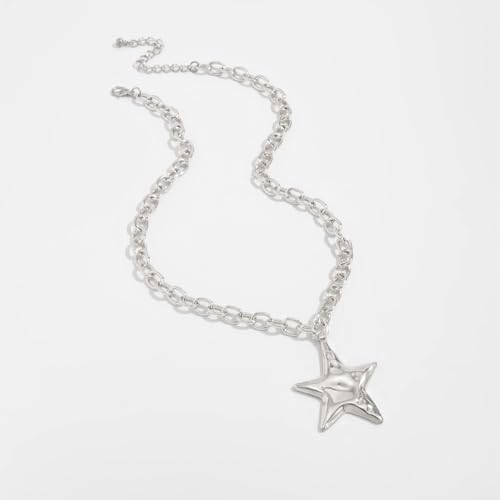 Chunky Necklace for Women Big Star Necklaces for Women Trendy Large Statement Necklace Thick Chain Bold Chunky Jewelry Star Accessories Boho - style: 3 - S