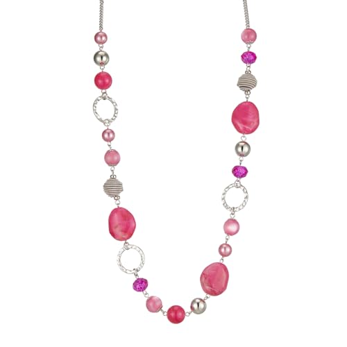 PEARL&CLUB Long Beaded Necklaces For Women - Sweater Chain Fashion Jewelry Necklace Gifts For Women - color: 23-Hot pink