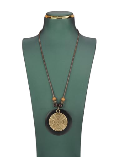 Leather Necklace for Women Vintage Boho Necklaces Black Cord Choker With Pendant Casual Chunky Leather Necklace Trendy - style: Boho Wood Necklace