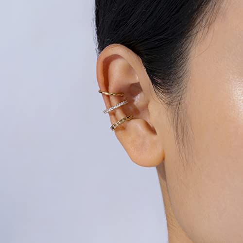 Amazon Essentials 14K Gold or Rhodium Plated Sterling Silver Set of 3 Ear Cuffs - color: Yellow Gold