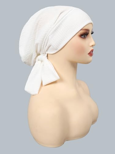 YYAOJHAO Pre Tied Bandanas Headscarf for Women - Solid Wave Chemotherapy Caps Headwrap Chemo Turban Headwear Hats - color: White